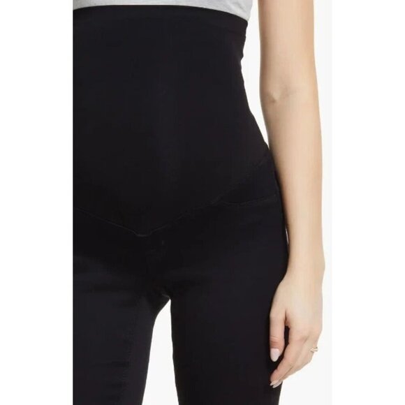 1822 Denim Maternity Skinny Jeans Butter Black Stretch Over Belly Pull On 8/29 - Picture 4 of 10